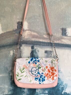 Thirty One Crossbody Bag Converts Into Clutch Blush Pink Pebble Vegan Leather